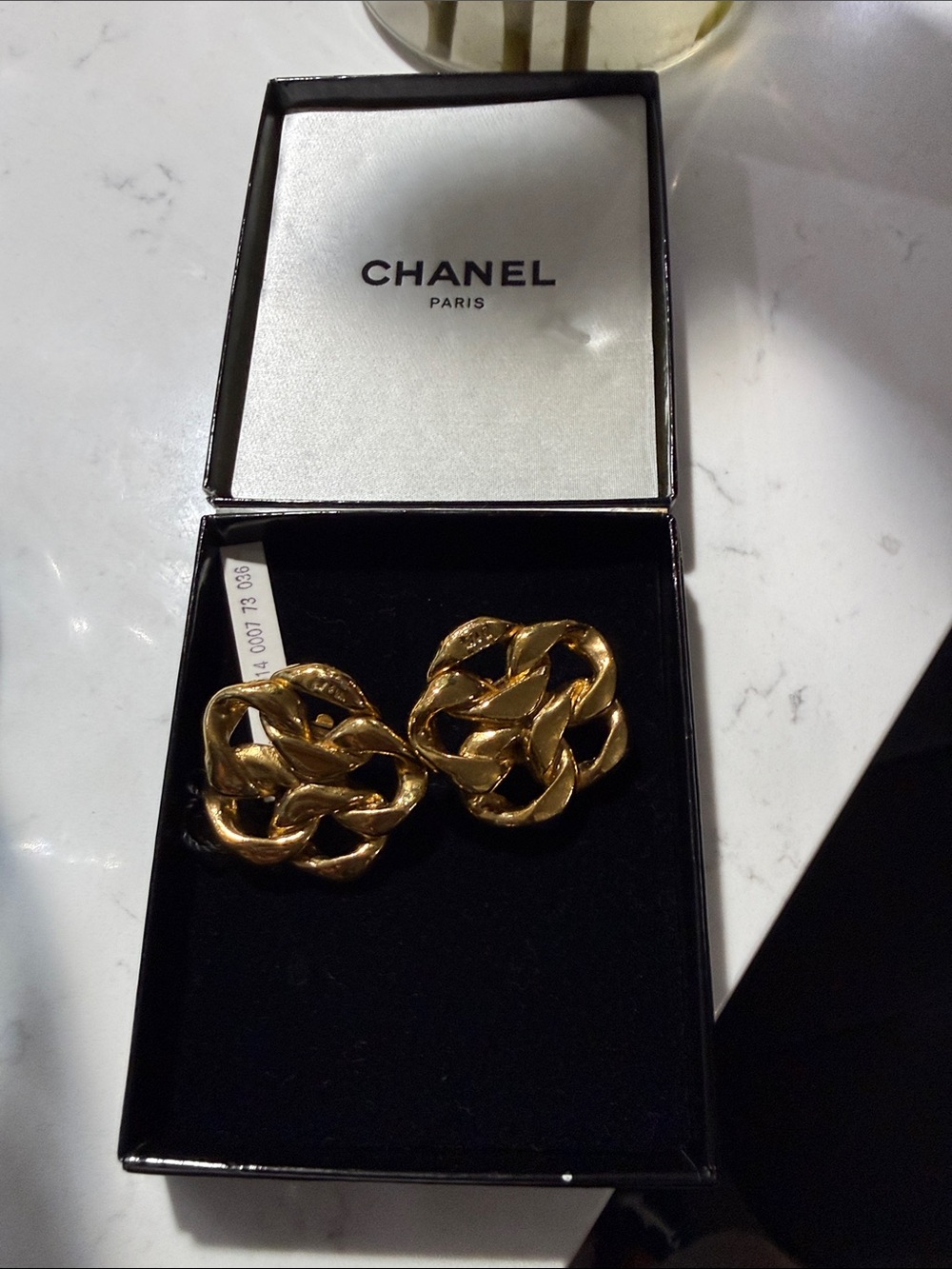 CHANEL Gold Twisted Chain Cluster Clip Earrings